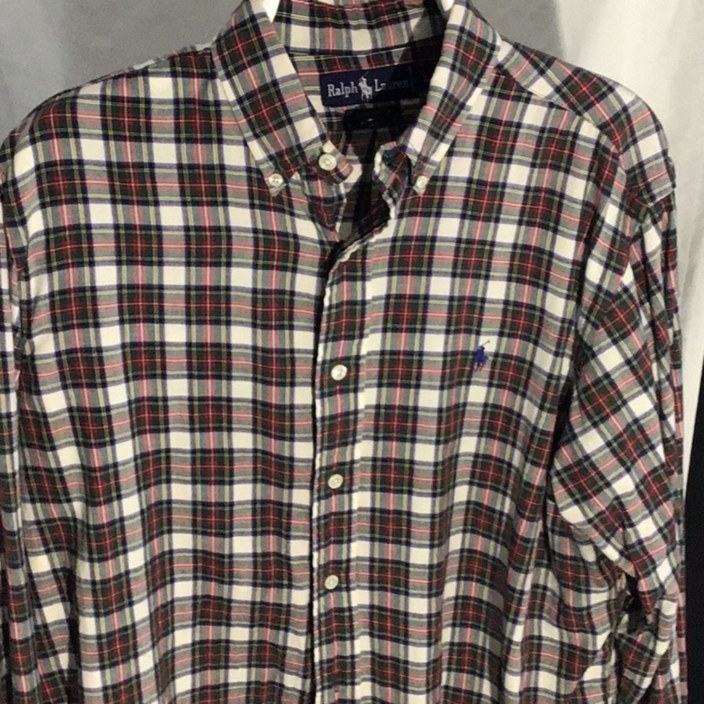 Ralph Lauren purple label men's L tartan plaid button down shirt - Picture 7 of 9